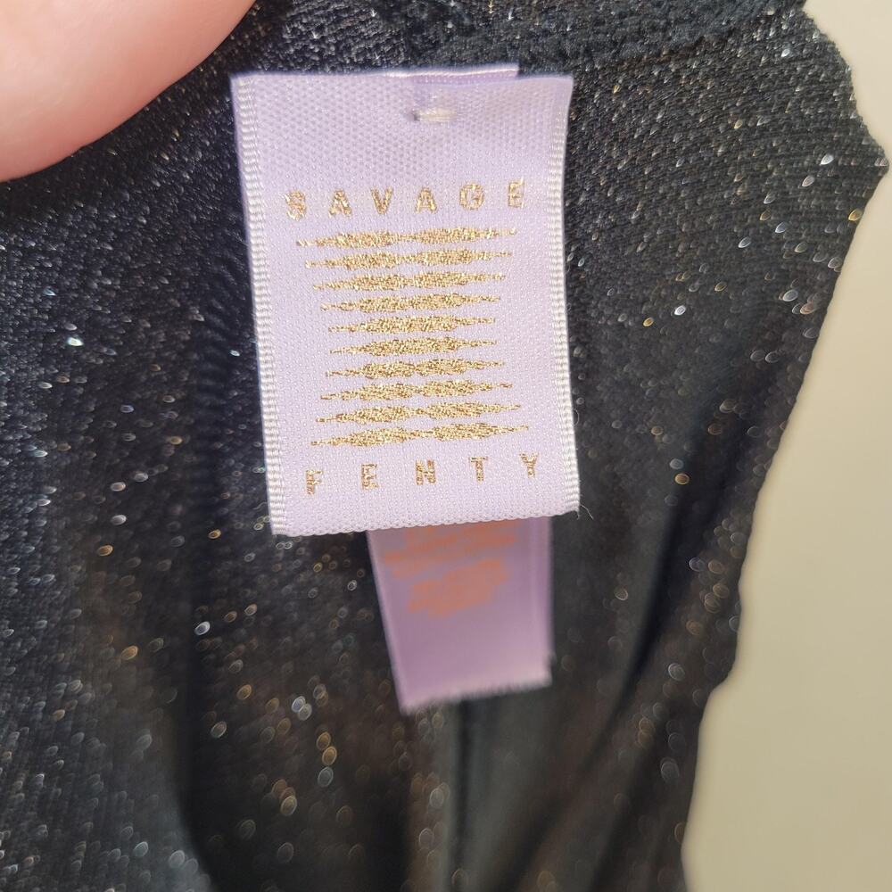 Savage x Fenty Sleep & Shine Sparkle Black Hooded Jumpsuit Women Size XL - Picture 8 of 12